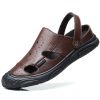 Leather Sandals Men's Summer 2021 New Soft Leather Casual Beach Shoes Men's Wear-resistant Baotou Slippers Men Hiking Sandals